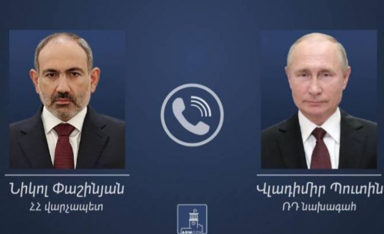 Пашинян и Путин обсудили ситуацию на границе Армении